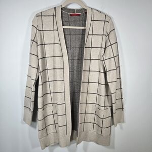 Open-Front Cardigan with Large Geometric Pattern Women’s Size Medium Cozy Knit